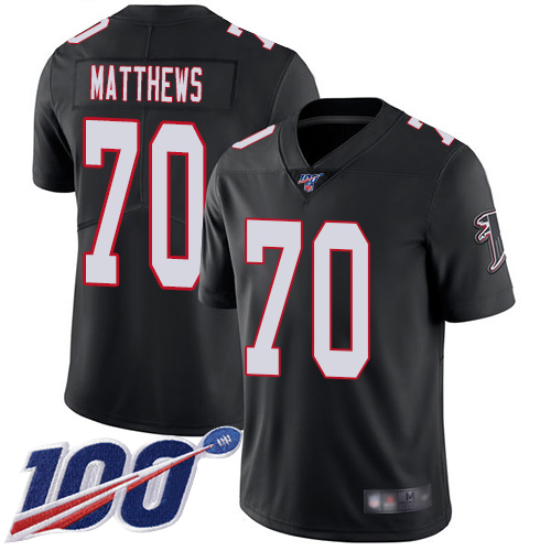 Atlanta Falcons Limited Black Men Jake Matthews Alternate Jersey NFL Football #70 100th Season Vapor Untouchable
